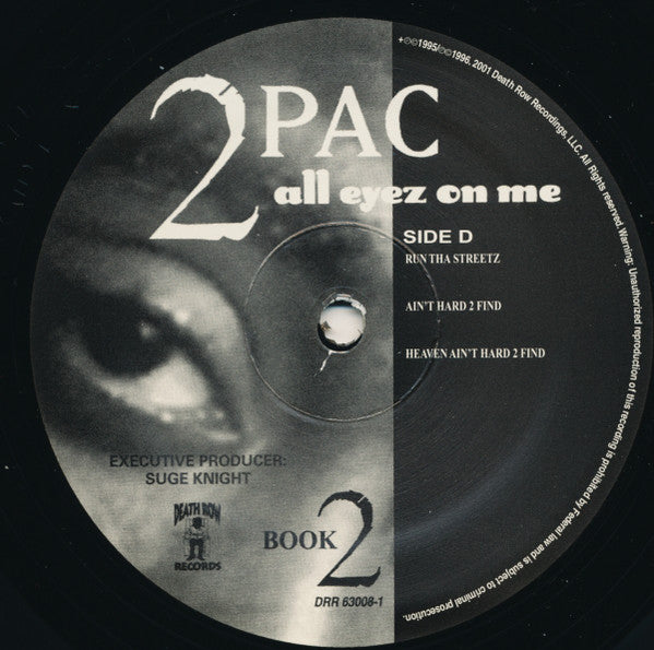 2Pac - All Eyez On Me (1996) - VG+ 4 LP Record 2001 Death Row USA RARE Vinyl - Hip Hop / G-Funk - Shuga Records