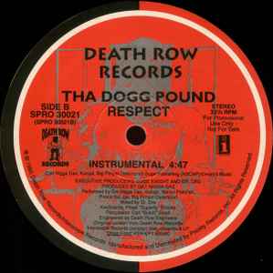 Tha Dogg Pound - Respect - Mint- 12" Single Record 1995 Death Row USA Promo Vinyl - Hip Hop / Dr. Dre - Shuga Records