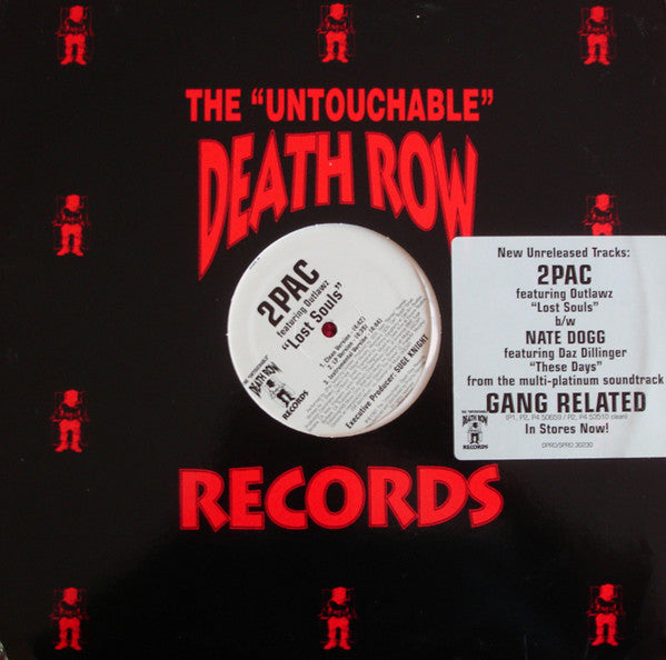 2Pac Featuring Outlawz / Nate Dogg Featuring Daz Dillinger - Lost Souls / These Days - VG+ 12" Single Record 1997 Death Row USA Promo Vinyl - Hip Hop / Gangsta - Shuga Records