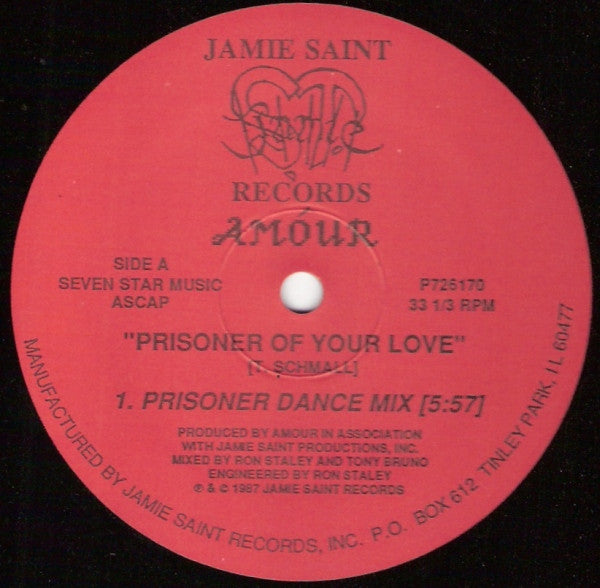 Amour - Prisoner Of Your Love - Mint- 12" Single Record 1987 Jamie Saint USA Vinyl - Chicago House / Freestyle - Shuga Records