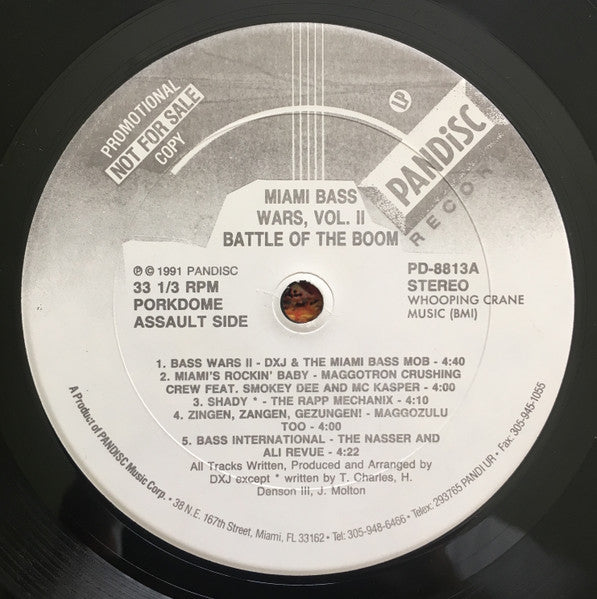 Various ‎– Miami Bass Wars II - Battle Of The Boom - Mint- LP Record 1991 Pandisc USA Promo Vinyl - Electro / Bass Music - Shuga Records
