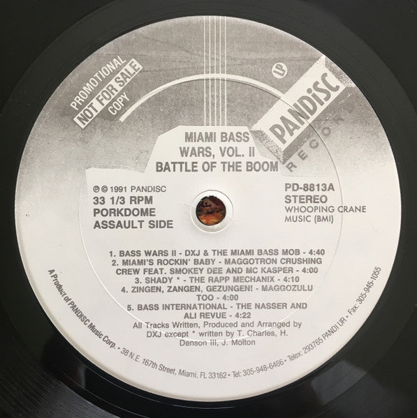Various ‎– Miami Bass Wars II - Battle Of The Boom - Mint- LP Record 1991 Pandisc USA Promo Vinyl - Electro / Bass Music