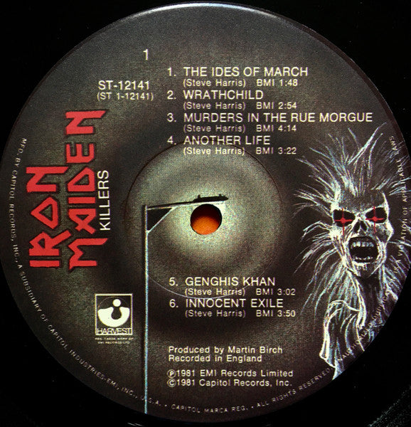 Iron Maiden - Killers - VG+ LP Record 1981 Harvest USA Original Vinyl - Heavy Metal - Shuga Records