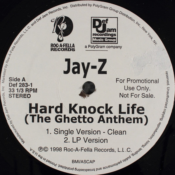 Jay-Z - Hard Knock Life (The Ghetto Anthem) - VG+ 12" Single Record 1998 Roc-A-Fella USA Promo Vinyl - Hip Hop - Shuga Records