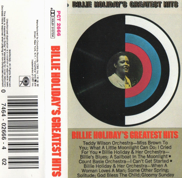 Billie Holiday - Billie Holiday's Greatest Hits - VG Cassette 1989 Columbia Tape - Jazz - Shuga Records