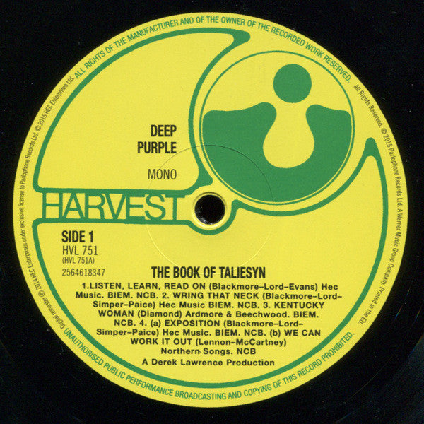 Deep Purple - The Book Of Taliesyn (1968) - Mint- LP Record 2015 Harvest Europe Mono Vinyl - Rock - Shuga Records