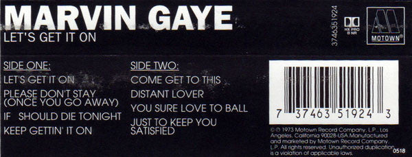 Marvin Gaye - Let's Get It On - Used Cassette 1992 Motown Priority Tape - Soul / Funk - Shuga Records