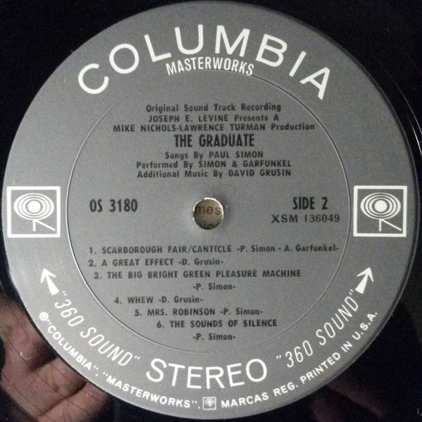 Simon & Garfunkel, Dave Grusin ‎– The Graduate (Original Sound Track Recording) - Mint- LP Record 1968 Columbia USA Original 360 Pitman Edition #1 Vinyl - Soundtrack - Shuga Records