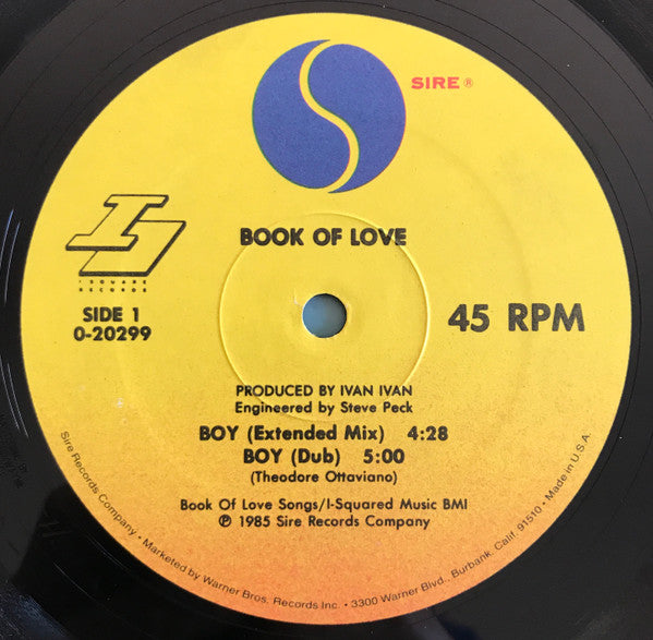 Book Of Love - Boy - VG+ 12" Single Record 1985 Sire I Square USA Vinyl - Synth-pop - Shuga Records