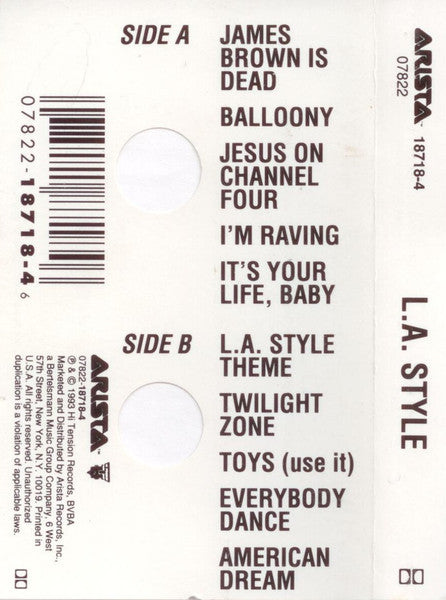 L.A. Style - L.A. Style - New Cassette 1993 Arista USA Tape - Techno - Shuga Records