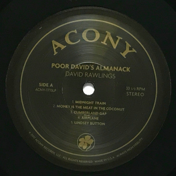 David Rawlings - Poor David's Almanack - Mint- LP Record 2017 Acony USA Vinyl - Folk / Folk Rock / Country Folk - Shuga Records