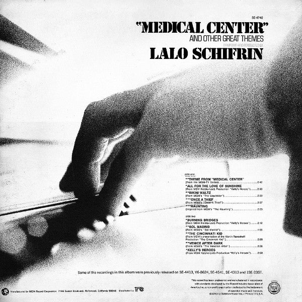 Lalo Schifrin – "Medical Center" And Other Great Themes - VG+ LP Record 1970 MGM USA Vinyl - Jazz / Bossa Nova / Soundtrack - Shuga Records