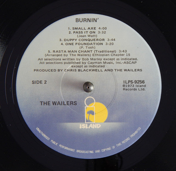 Bob Marley And The Wailers - Burnin' (1973) - VG+ LP Record 1978 Island USA Vinyl - Reggae / Roots Reggae - Shuga Records