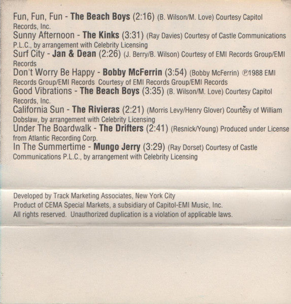 Various - Ronrico Jammin' Tannin' Tunes - Mint- Cassette 1992 CEMA Special Markets USA Tape - Rock / Surf / Pop - Shuga Records