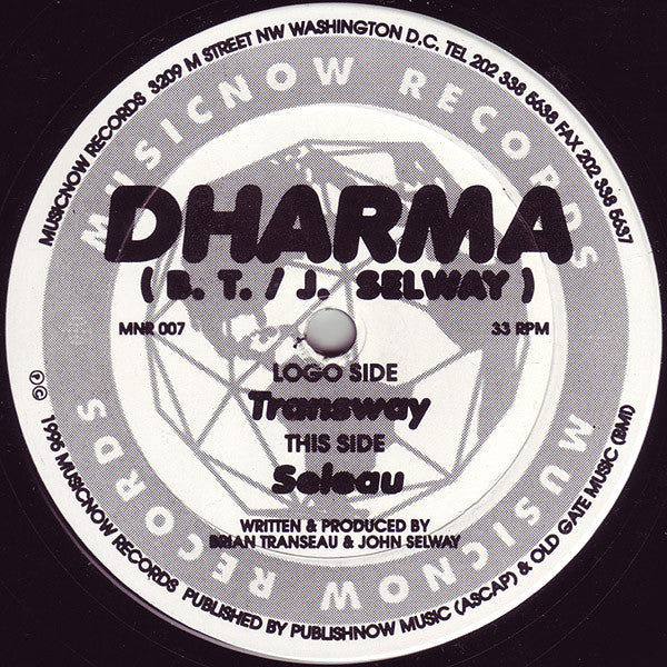 Dharma - Transway / Seleau - Mint- 12" Single Record 1995 Musicnow USA Vinyl - Progressive House / Progressive Trance - Shuga Records