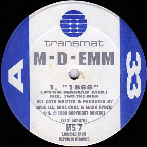 M-D-Emm - 1666 / Get Acidic - VG+ 12" Single Record 1988 Transmat USA Vinyl - Acid House / Detroit Techno - Shuga Records