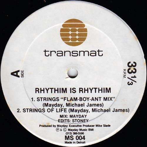 Rhythim Is Rhythim - Strings Of Life - VG- (low grade) 12" Single Record USA 1987 Transmat USA Detroit Vinyl - Techno / Derrick May - Shuga Records
