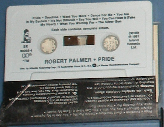 Robert Palmer - Pride - VG+ Cassette 1983 Island USA Tape - Pop Rock / Synth-pop - Shuga Records