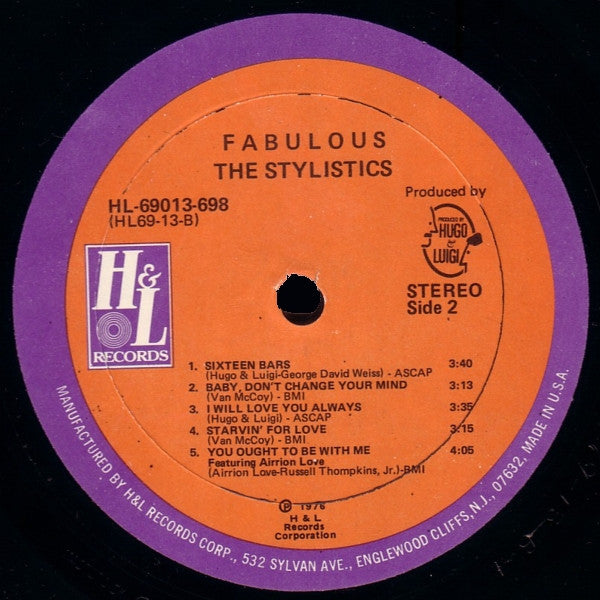 The Stylistics - Fabulous - VG+ LP Record 1976 H&L USA Vinyl - Funk / Funk - Shuga Records