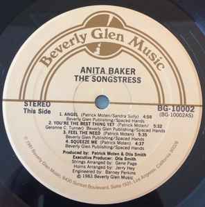 Anita Baker - The Songstress - VG LP Record 1983 Beverly Glen Music USA Vinyl - Soul / R&B / Smooth Jazz - Shuga Records