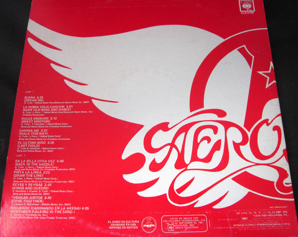 Aerosmith - Aerosmith's Greatest Hits - VG LP Record 1981 Columbia Mexico vinyl - Pop Rock / Hard Rock - Shuga Records