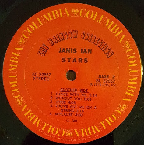 Janis Ian - Stars - VG+ LP Record 1974 Columbia The Rainbow Collection USA Vinyl - Soft Rock / Pop Rock / Folk Rock - Shuga Records