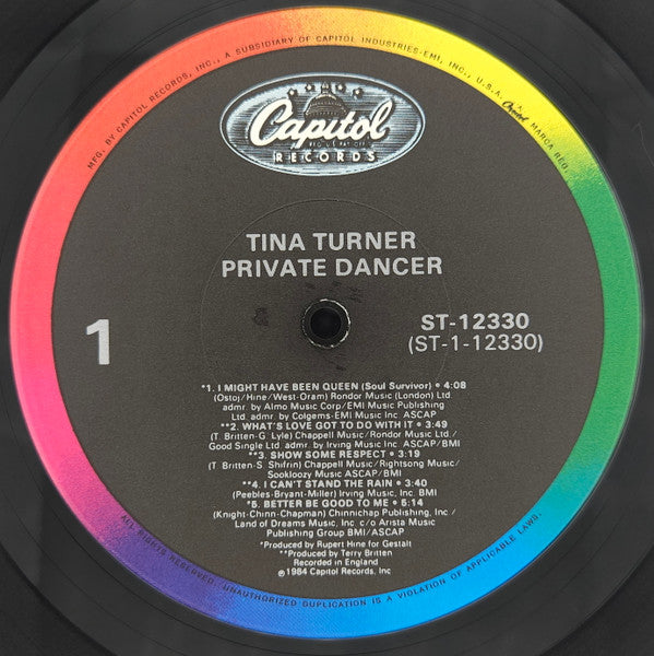 Tina Turner - Private Dancer - Mint- LP Record 1984 Capitol USA Vinyl - Pop Rock / Synth-Pop / Soul - Shuga Records