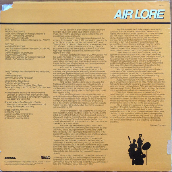 Air - Air Lore - VG+ LP Record 1979 Arista Novus USA Vinyl - Avant-garde Jazz / Free Improvisation