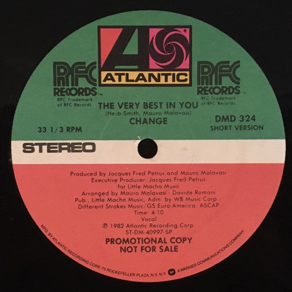 Change - The Very Best In You - Mint- 12" Single Record 1982 Atlantic RFC USA Promo Vinyl - Soul / Boogie / Disco - Shuga Records