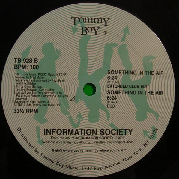 Information Society - Repetition - VG+ 12" Single Record 1989 Tommy Boy USA Vinyl - Synth-pop