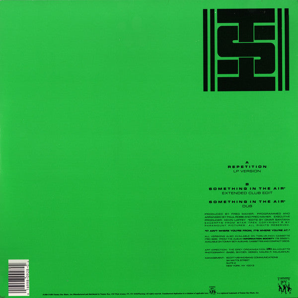 Information Society - Repetition - VG+ 12" Single Record 1989 Tommy Boy USA Vinyl - Synth-pop