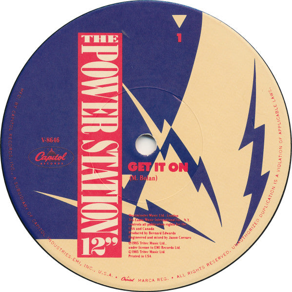 The Power Station - Get It On - Mint- 12" Single Record 1985 Capitol USA Vinyl - Pop Rock / Power Pop - Shuga Records