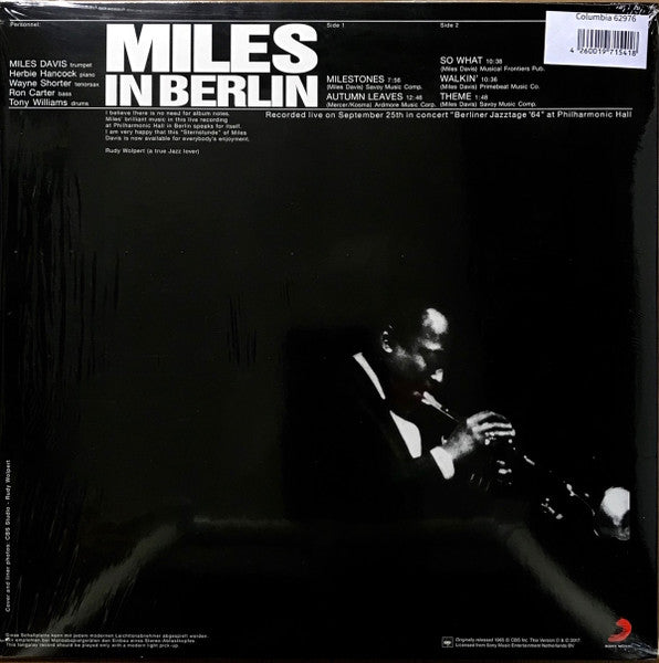 Miles Davis - Miles In Berlin (1967) - Mint- LP Record 2017 CBS Speakers Corner Mono Analogue Audiophile 180 gram Vinyl - Jazz / Hard Bop / Modal - Shuga Records