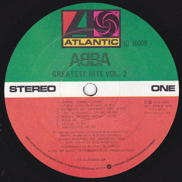 ABBA - Greatest Hits Vol. 2 - VG LP Record 1979 Atlantic Vinyl - Pop Rock / Disco
