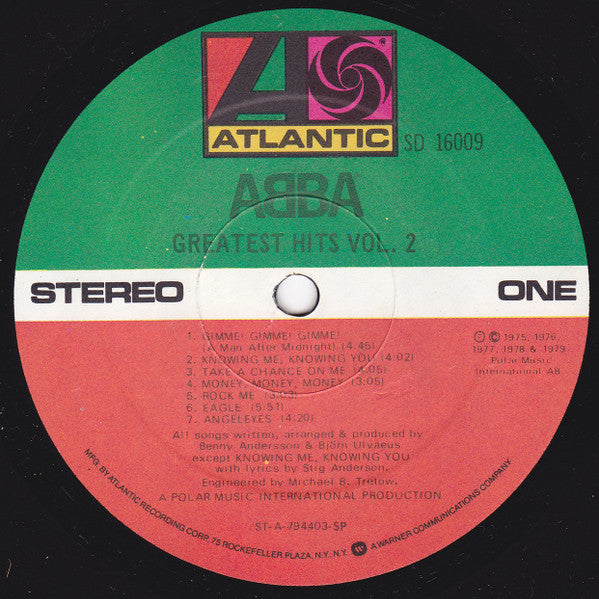 ABBA ‎– Greatest Hits Vol. 2 - VG+ LP Record 1979 Atlantic USA Original Vinyl - Pop Rock / Disco