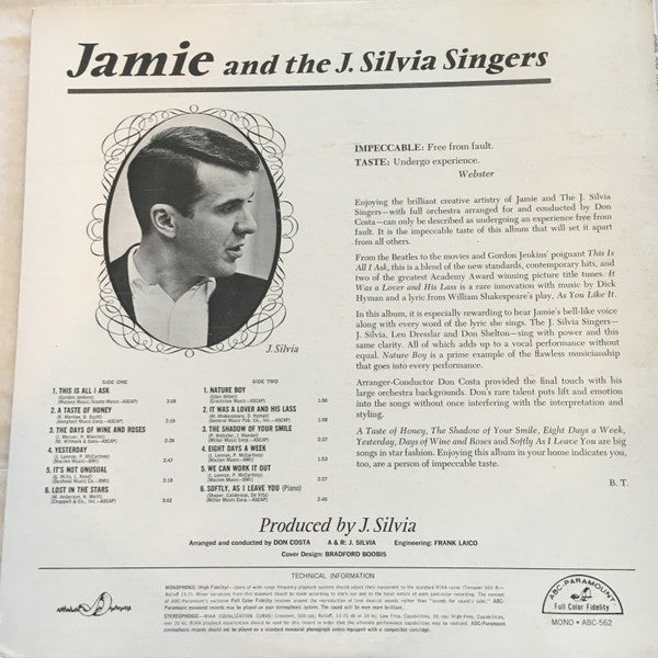 Jamie & The J. Silvia Singers - Jamie & The J. Silvia Singers - VG+ LP Record 1966 ABC-Paramount USA Mono Promo Vinyl - Pop / Vocal - Shuga Records