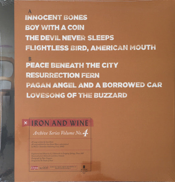 Iron And Wine - Archive Series Volume No. 4 - Mint- (VG+ cover) LP Record Translucent Gold Vinyl - Rock / Soft Rock / Folk