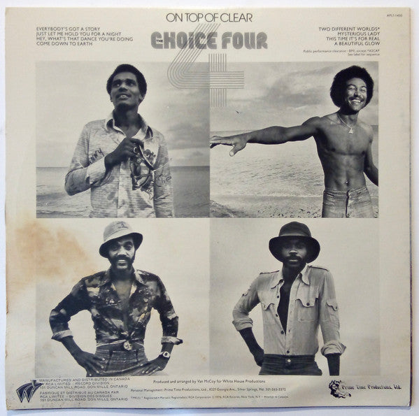 The Choice Four - On Top Of Clear - VG+ LP Record 1976 RCA USA Original Vinyl - Soul / Disco - Shuga Records