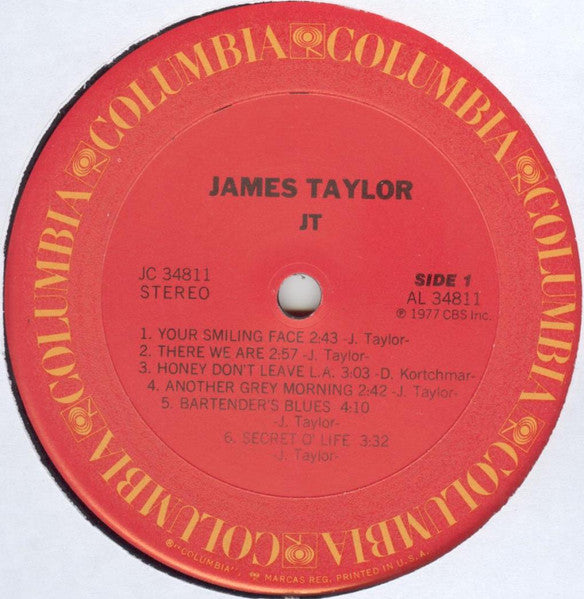 Signed Autographed - James Taylor - JT (1977) Mint- LP Record 1980s Columbia USA Vinyl & AUTO JSA JJ41766 - Shuga Records