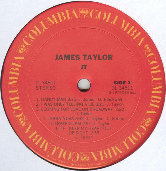 Signed Autographed - James Taylor - JT (1977) Mint- LP Record 1980s Columbia USA Vinyl & AUTO JSA JJ41766 - Shuga Records