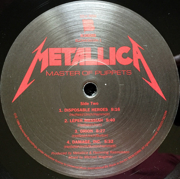 Metallica - Master Of Puppets (1986) - Mint- LP Record 2017 Blackened 180 gram Vinyl & Insert - Heavy Metal / Thrash - Shuga Records
