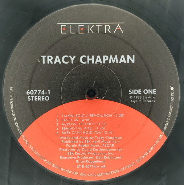 Tracy Chapman - Tracy Chapman - VG+ LP Record 1988 Elektra USA Original Vinyl, Inner & Hype Stciker - Pop Rock / Folk Rock - Shuga Records