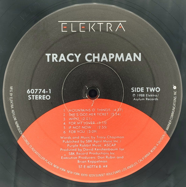Tracy Chapman - Tracy Chapman - VG+ LP Record 1988 Elektra USA Original Vinyl, Inner & Hype Stciker - Pop Rock / Folk Rock - Shuga Records