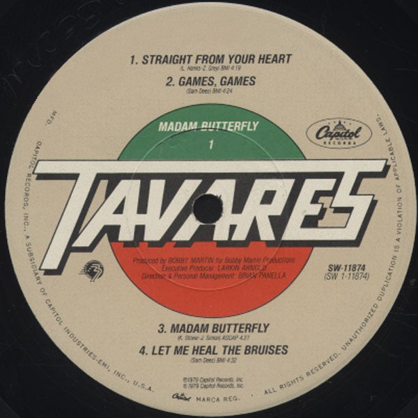 Tavares - Madame Butterfly - VG+ LP Record 1979 Capitol USA Vinyl - Soul / Disco / Funk - Shuga Records