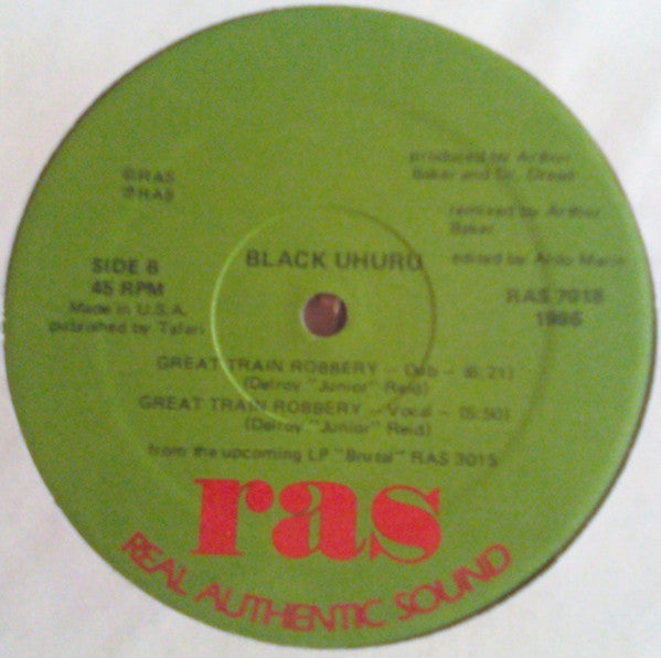 Black Uhuru - The Great Train Robbery - VG+ 12" Single Record 1986 USA Vinyl - Reggae / Electro / Dub - Shuga Records