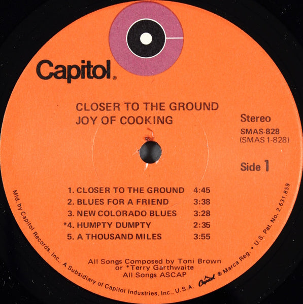 Joy Of Cooking - Closer To The Ground - VG+ LP Record 1971 Capitol Vinyl - Folk Rock