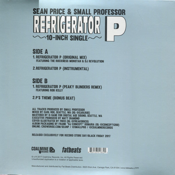 Sean Price & Small Professor - Refrigerator P - Mint- 10" Single Record Store Day Black Friday 2017 Coalmine USA RSD Vinyl - Hip Hop - Shuga Records