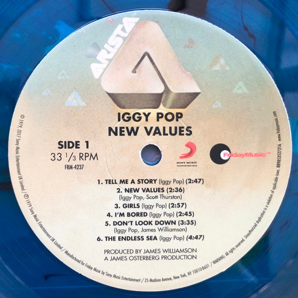 Iggy Pop - New Values (1979) - New LP Record Store Day Black Friday 2017 Friday Music RSD 180 gram Blue with Black & Green Swirl Vinyl Poster - Garage Rock / Glam - Shuga Records