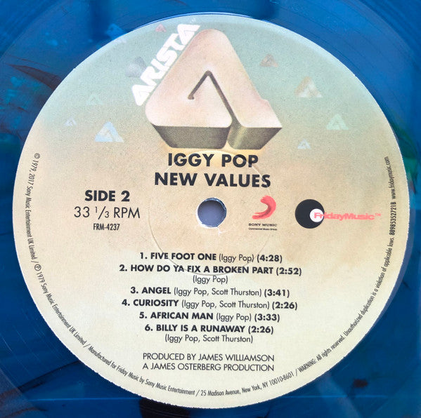Iggy Pop - New Values (1979) - New LP Record Store Day Black Friday 2017 Friday Music RSD 180 gram Blue with Black & Green Swirl Vinyl Poster - Garage Rock / Glam - Shuga Records