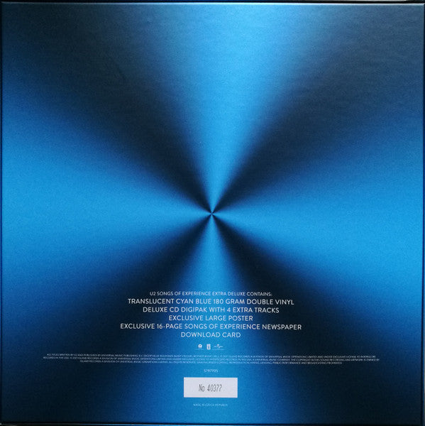 U2 - Songs Of Experience - New 2 LP Record Box Set 2017 Island Cyan Blue 180 gram Vinyl, CD, Poster, Newspaper & Download - Pop Rock - Shuga Records